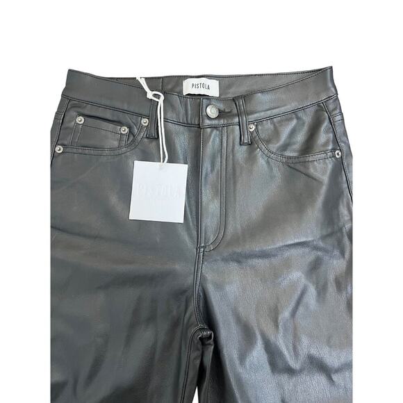 Pistola Faux Leather Pants in Black Size 26 Zip Fly Tapered Leg Pockets Gothic - Picture 3 of 5